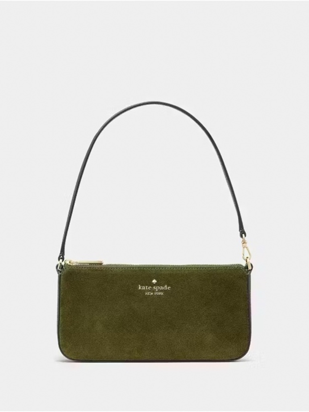 Kate Spade Gemini Suede Convertible Wristlet Shoulder Bag Enchanted Green NWT